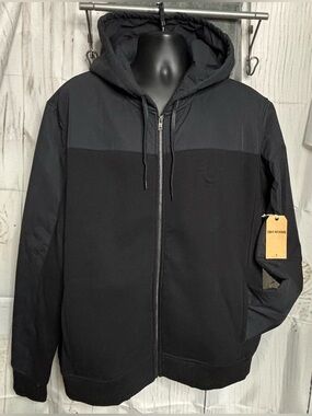 True Religion NWT Men's Nylon Fleece Full-Zip Hoodie 3XL XXXL Black
